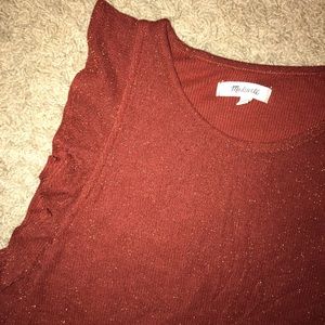 NWOT Madewell Red Sparkle Ruffle Sleeve Tank Top